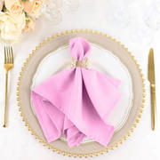 5 Pack Polyester Napkins 17"x17" Pink - Wrinkle Resistant & Easy Care Cloth Napkins