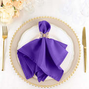 5 Pack Purple Cloth Napkins with Hemmed Edges, Reusable Polyester Dinner Linen Napkins - 17"x17"