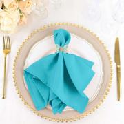 5 Pack Polyester Napkins 17"x17" Turquoise - Wrinkle Resistant & Easy Care Cloth Napkins