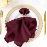 5 Pack Polyester Napkins 20"x20" Burgundy - Durable & Wrinkle Resistant Dinner Napkins