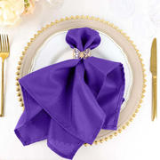 5 Pack Purple Cloth Napkins with Hemmed Edges, Reusable Polyester Dinner Linen Napkins - 20"x20"