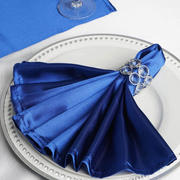 5 Pack Royal Blue Satin Cloth Napkins with Hemmed Edges, Reusable Dinner Napkins - 20"x20"