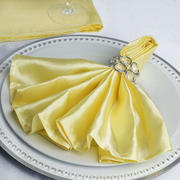 5 Pack Yellow Satin Cloth Napkins with Hemmed Edges, Reusable Dinner Napkins - 20"x20"