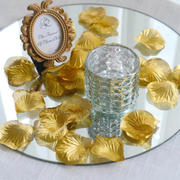 500-Pack Silk Rose Petals Confetti Metallic Gold Round Design - Decorative Table or Floor Scatters for Romantic Events