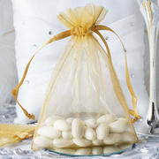 10 Pack Gold Organza Drawstring Wedding Party Favor Gift Bags 5"x7"