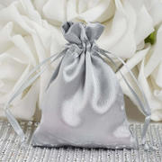 12 Pack Silver Satin Drawstring Wedding Party Favor Gift Bags 3"