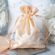 12 Pack Peach Satin Drawstring Wedding Party Favor Gift Bags 4"x6"