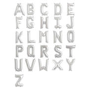 13" Silver Letter & Number Balloons, Shiny Metallic Mylar Foil Alphabet Balloons