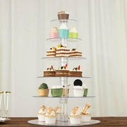 6-Tier Clear Heavy Duty Round Acrylic Cake Stand, Cupcake Tower Dessert Holder Display Stand with Film Sheets - 22" Tall