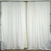 2 Pack White Chiffon Backdrop Drape Curtains, Durable Flame Resistant Sheer Organza Event Divider Panels With Rod Pockets - 10ftx10ft