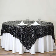 Black Premium Big Payette Sequin Square Table Overlay 72"x72"