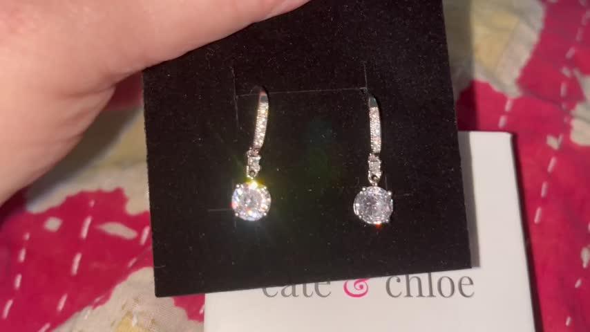 Valerie 18k White Gold Plated Drop Earrings with CZ Crystals - Customer Photo From 802Bella