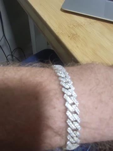 925S & VVS Moissanite 8.5MM Prong Cuban Bracelet - Customer Photo From Brett R.