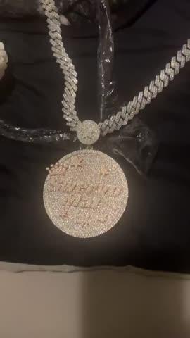 CUSTOM LETTER NECKLACE 3D BIG CROWN DISC - Customer Photo From Malachi M.