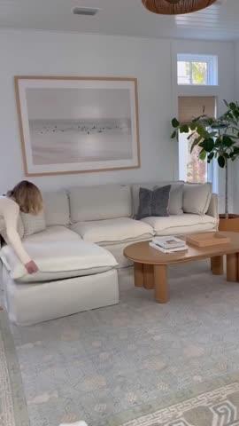 Modular Washable 3-Seater Sectional in Eggshell | Memorix+ Seat | Contour Pillow - Customer Photo From Hannah J.