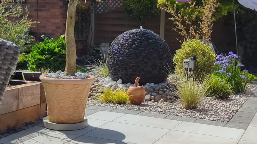 Grey Planet Slate Sphere Water Feature with Complete Package Kit - 90cm Ball - Customer Photo From A S MCNEILL