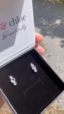 Ellie "Light" 18k White Gold Plated Stud Drop Earrings with Swarovski Crystals - Customer Photo From MoZing