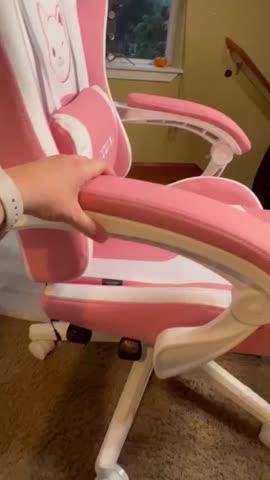 Dowinx Cute Cat Ear Gaming Chair Ergonomic, Comfortable, with Massage Lumbar Support, Footrest, and Headrest -  Pink, 290lbs Capacity - Customer Photo From Kelsea S.