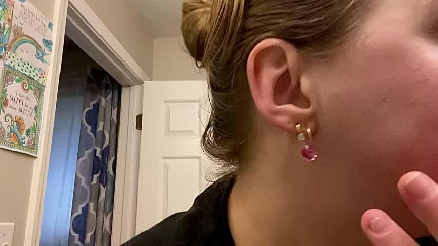 Golden Titanium Heart Pendant Earrings - Customer Photo From Anonymous