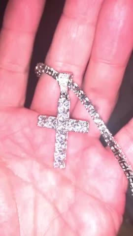 18k Gold-Plated CZ BlingBling Cross Hip Hop Pendant (With Chain) - Customer Photo From Victor T.