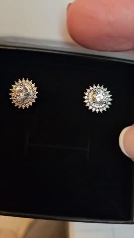 Cordelia 18k White Gold Plated Stud Earrings with Round Cut Crystals - Customer Photo From CathyB