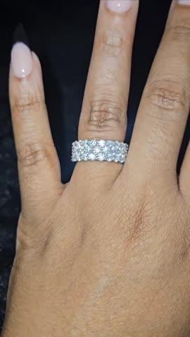 925S & VVS Moissanite 3-Row Eternity Ring White Gold - Customer Photo From Erica C.