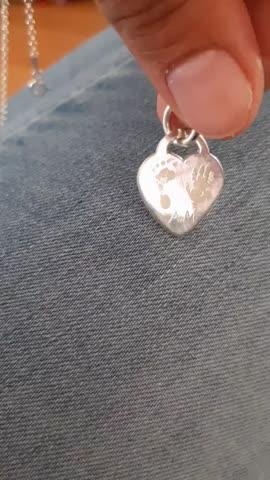 Engraved Handprint Or Footprint Heart Necklace, Two Prints And One Name - Customer Photo From Victoria Goodrum