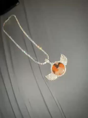 925S & VVS Moissanite 3D Wing Custom Picture Pendant - Customer Photo From Nathan L.