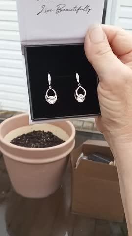 Brenda 18k White Gold Drop Earrings with Swarovski Crystals - Customer Photo From Sue D.