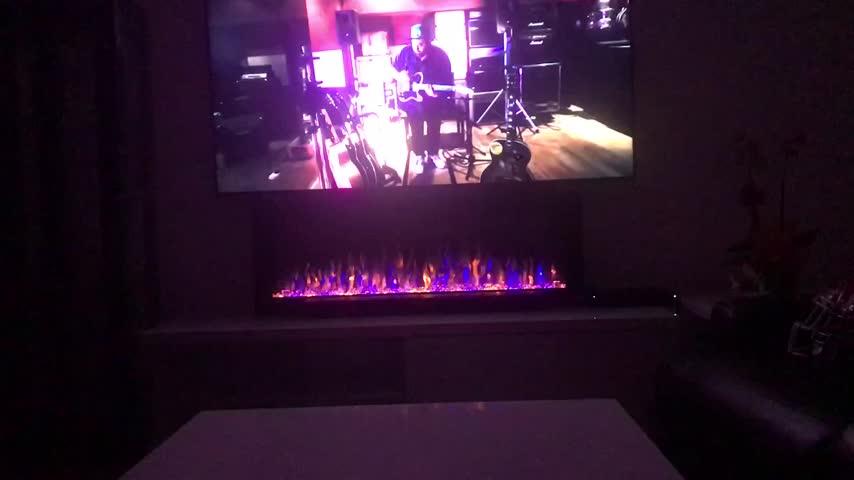 Touchstone Sideline Outdoor 50-Inch Recessed / Wall Mounted Electric Fireplace, No Heat (#80017) - Customer Photo From Ship t.