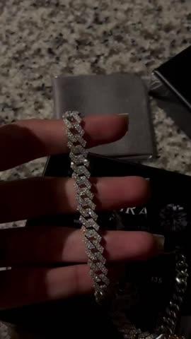 925S & VVS Moissanite 8MM Two Row Prong Cuban Link Chain - Customer Photo From Breanna R.
