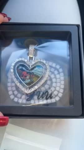 3D Spinning 2-Faced Heart Custom Picture Pendant - Customer Photo From Imani J.