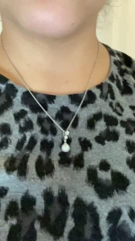 Genevieve "Sweet Pearl" 18k White Gold Plated Pendant Necklace with Swarovski Crystals - Customer Photo From Katherine V.