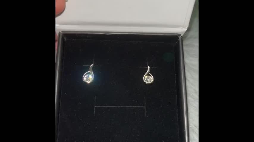 Parker 18k White Gold Plated Crystal Teardrop Stud Earrings - Customer Photo From AlexisH 