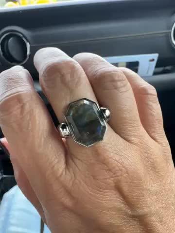 Luxe Labradorite Octangle Crystal Element (premium grade – includes labradorescence/flash) - Customer Photo From Michele T.