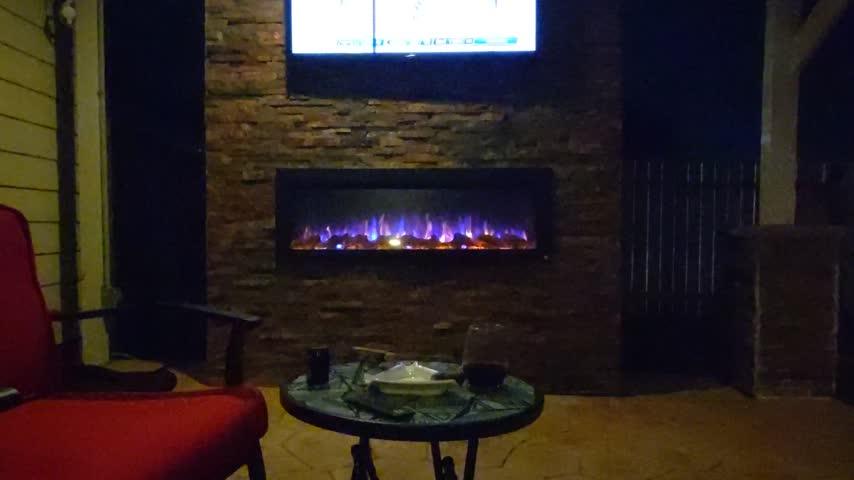 The Sideline Outdoor/Indoor 50 Inch Recessed/Wall Mounted Electric Fireplace (No Heat) 80017 - Customer Photo From Paul Courtney