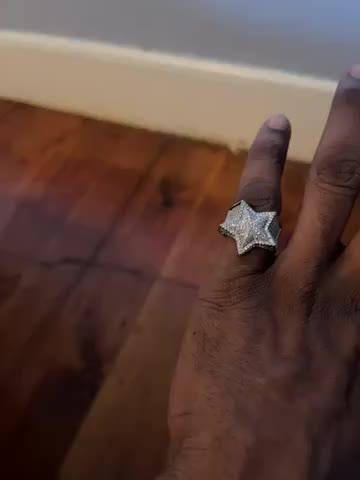 18k Solid Gold-Plated Micro-inlay Rhinestone Pentagram Hip Hop Ring - Customer Photo From Jerrod H.