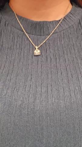 Billie 18k White Gold Pendant Necklace with Round Cut Crystals - Customer Photo From C.S.