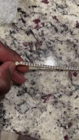 Two-tone 4mm Iced Yellow Gold-Plated CZ Cuban Link Bracelet - Customer Photo From Marquise B.