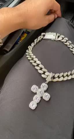 Iced Large Gemstone Cross Necklace - Customer Photo From Eduardo Gastelum 