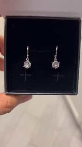 Davina 18k White Gold Plated Hoop Dangle Earrings with Crystals - Customer Photo From jen