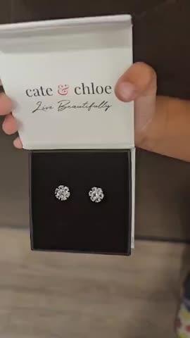 Maggie 18k White Gold Plated Flower Stud Earrings with Crystals - Customer Photo From JM