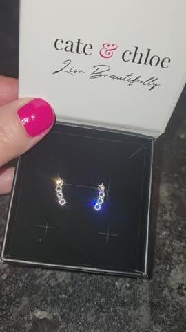 Aubree 18k White Gold Plated Crystal Drop Stud Earrings - Customer Photo From Kassandra W.