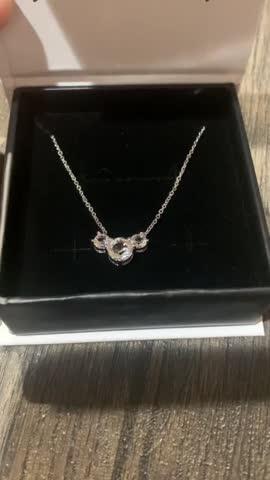 Calliope 18k White Gold Plated 3-Stone Crystal Pendant Necklace - Customer Photo From Candace 