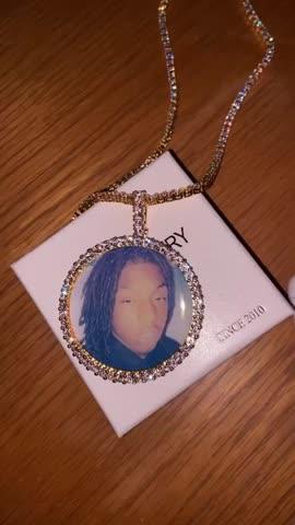 LARGE 3D CIRCLE CUSTOM PICTURE PENDANT - Customer Photo From Shane A.
