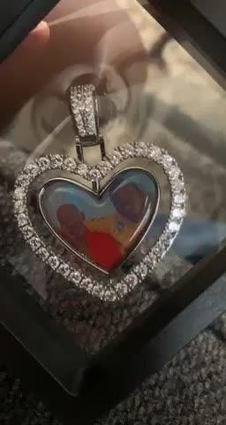 3D Spinning 2-Faced Heart Custom Picture Pendant - Customer Photo From Angie L.