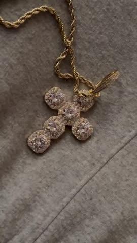 Iced Large Gemstone Cross Necklace - Customer Photo From Leonard N.