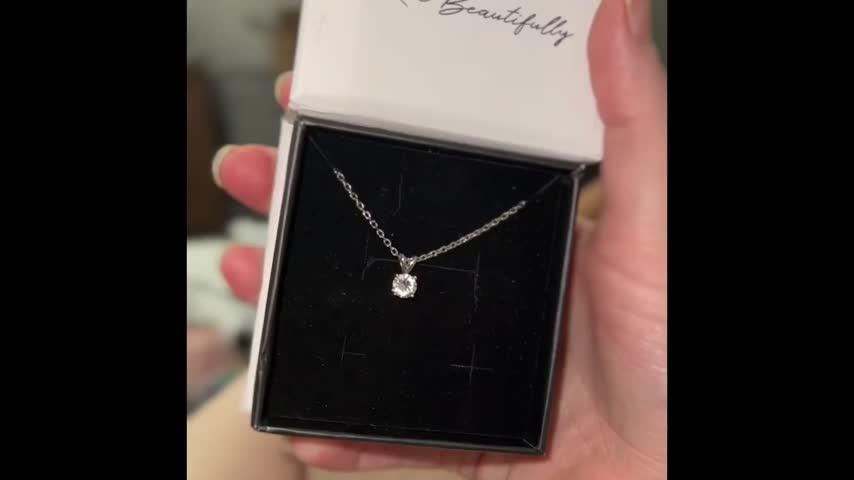 Faye 18k White Gold Plated Solitaire Necklace Simulated Diamond Crystal - Customer Photo From Adelaide M.