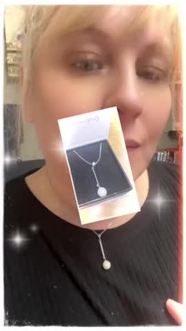 Tatum "Dignified" 18k White Gold Plated Pearl Pendant Necklace - Customer Photo From Stacey D.