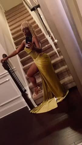Priya Gold Draping Corset High Slit Velvet Gown - Customer Photo From Latrice Lee